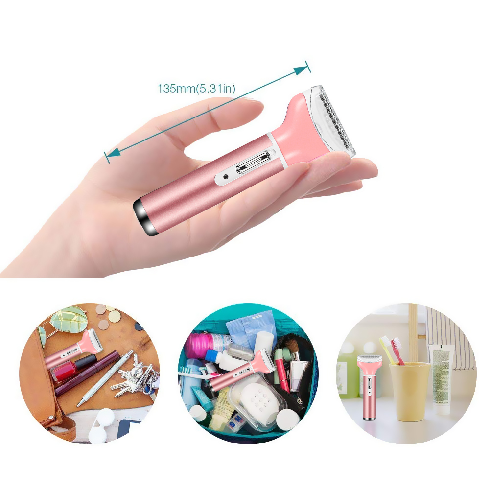 4 in 1 Women Electric Shaver Rechargeable Waterproof Razor Painless Epilator Body Hair Remover Nose Hair Beard Bikini Trimmer Eyebrow Face Facial Armpit Legs Removal Clipper Lady Grooming Groomer Kit - image 5 of 10