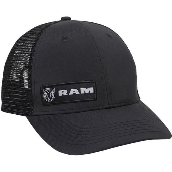 Dodge Ram Solid Black Mesh Trucker Snapback Hat