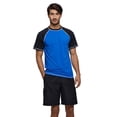 thumbnail image 3 of Men's Short Sleeve Quick Dry Swim Top Surf UV Sun Protection Swimsuit (blue black)L, 3 of 5
