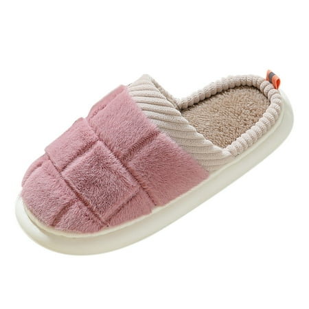 

Shpwfbe Slippers For Women Winter Couples Wimen Warm Home Plush Soft Bottom Comfortable Solid Color Flat Cotton Mop House Slippers For Women Womens Slippers