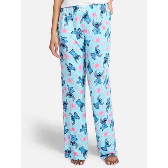 Disney Stitch Women's Hacci Knit Wide Leg Sleep Pants, Sizes XS-3X