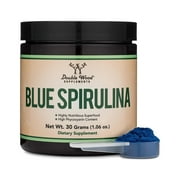 Blue Spirulina Powder - Maximum 35% Phycocyanin Content, Superfood from Blue-Green Algae, Mixes into Smoothies and Protein Drinks, Natural Food Coloring (One Month Supply) by Double Wood Supplements