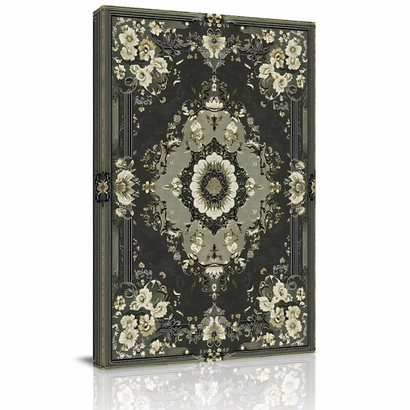 Canvas Wall Art, Sage Green Grey Boho Framed Canvas Prints for Living Room Office, Vintage Ethnic Geometric Abstract Gallery Wrapped Wall Decor for Home Office, Gifts, 24"x32" Ship Next Day
