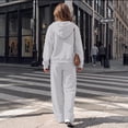 thumbnail image 3 of SUNBS Women's Sweatsuits 2 Piece Outfits for Women Two Way Zipper Jacket Hoodies Fall Oversized Loungewear Sets with Wide Baggy Leg Sweatpants with Pockets, 3 of 8