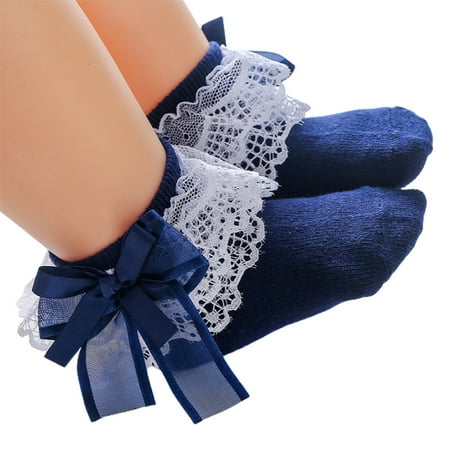 

Pontos 1 Pair Baby Socks Breathable Thicken High Elasticity Lace Bow Girl Baby Socks for Baby