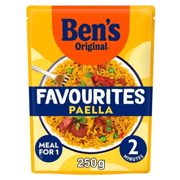 Bens Original Favourites Paella Chorizo and Vegetable Microwave Rice Instant Meal 250g, Imported from Britain