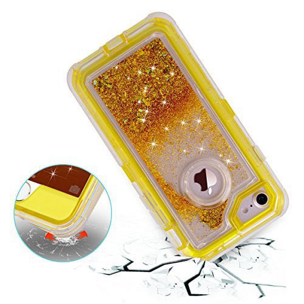 Liquid Tough Clip Purple IPhone Case IPhone Transparent For Holster Sparkling With 8 Defender Heart / 7 Apple Glitter