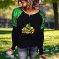 thumbnail image 2 of St Pattys Shirts Women Shamrock Print Shirt Raglan Long Sleeve Crew Neck Pullover Santa Wine Glass Top Green Shirts for Women, 2 of 9