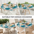 thumbnail image 7 of Round Tablecloth with Elastic Edge, Waterproof Vinyl Featuring Tropical Floral and Hawaiian Hibiscus Prints, Backed Non-Slip Table Cover Fits 44-50 Inch Round Tables, 7 of 7
