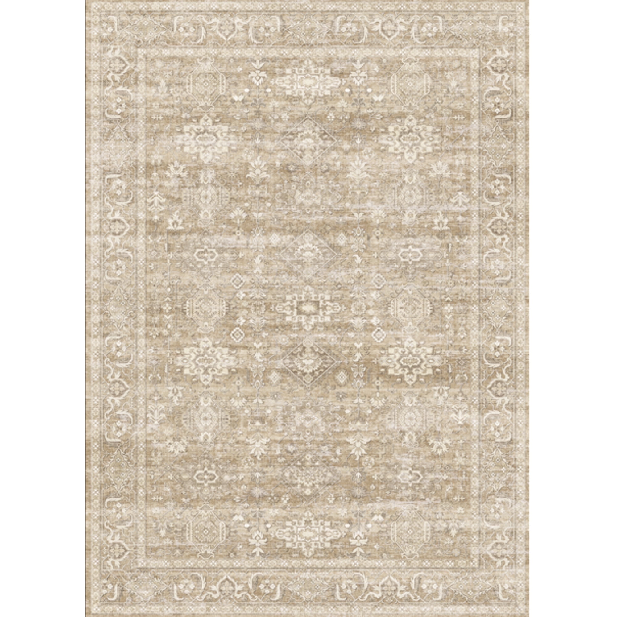 BERTHMEER 2'x6' Runner Rugs for Hallway Kitchen Entryway Bedroom Bathroom Entrance Oriental Vintage Farmhouse Machine Washable Non-slip Traditional Distressed Runner Rugs, Beige