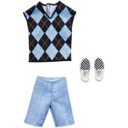 Barbie Clothes & Accessories, Fashion Set for Ken Doll with Argyle Vest, Shorts & Shoes