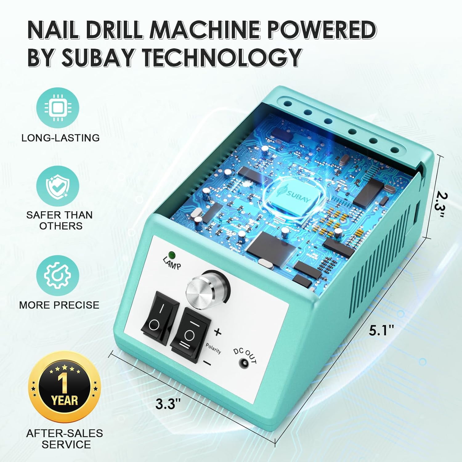 Electric Nail Drill Machine for Manicure Pedicure - 20000RPM Professional Nail File Kit with 1 Pack Sanding Bands - Low Noise Efile for Acrylic Nails - Home Salon Use