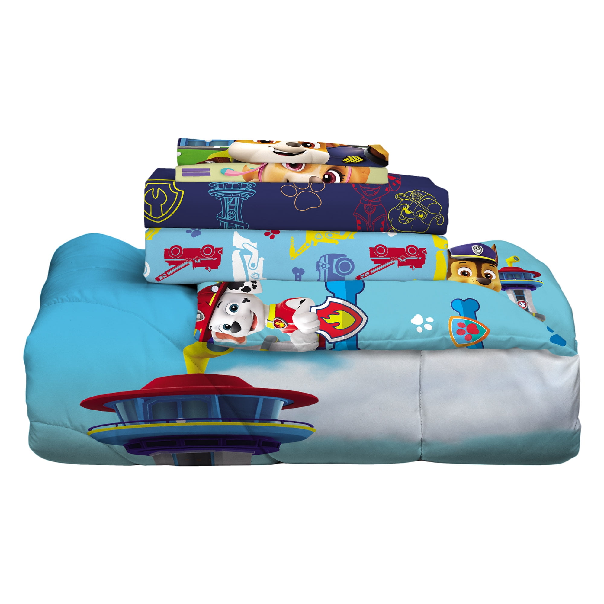 Paw Patrol Kids Full Bed in a Bag, Comforter and Sheets, Blue, Nickelodeon