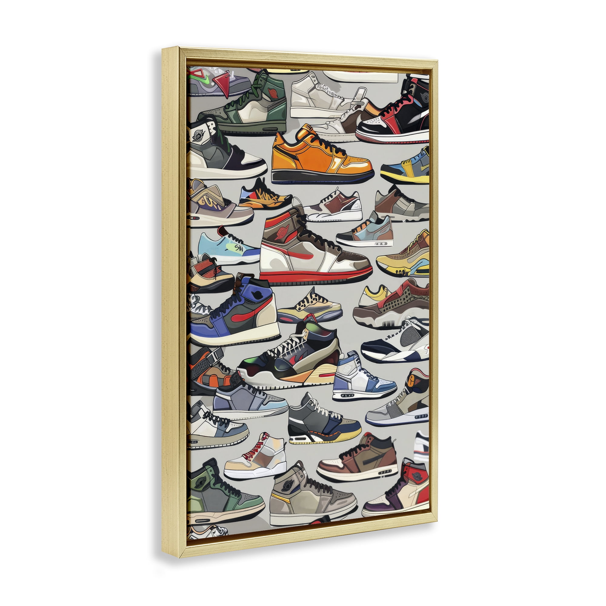 Stupell Industries Shoe Time Urban Styles Gold Framed Floater Canvas Wall Art, design by Ray Powers