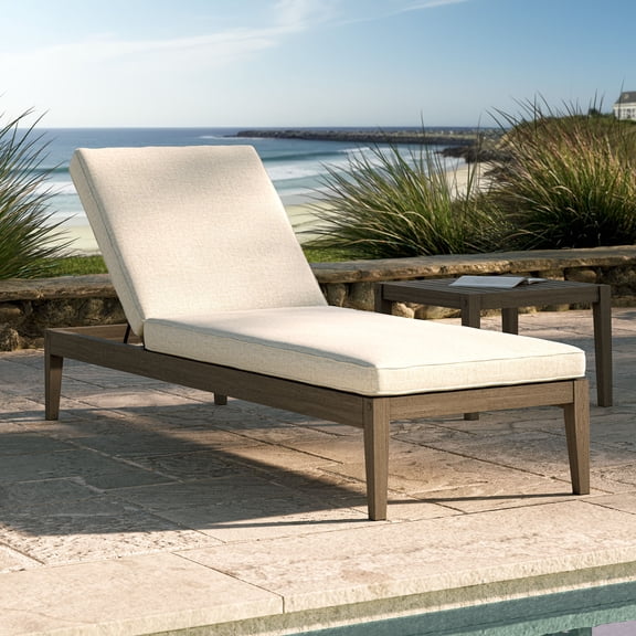 Northlake Outdoor Teak Chaise Lounge in Weathered Gray Pebble