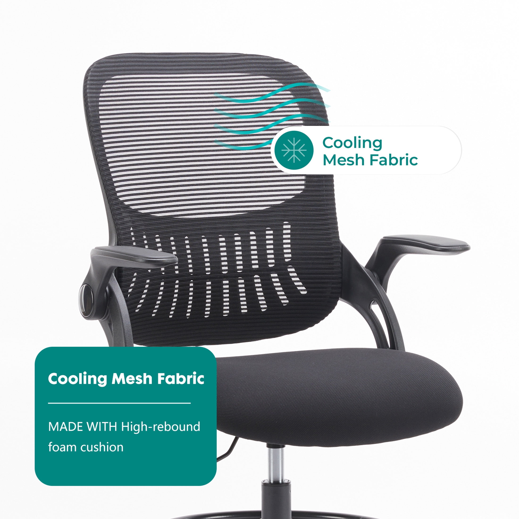 JOINSUN Home Office Desk Chair, Ergonomic Mid Back with Adjustable Height, Lumbar Support, Black