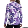 thumbnail image 2 of Jeiento Women's Purple Camo Golf Shirts, V Neck Outdoor Travel Tops, Long Sleeve Moisture Wicking Quick Dry Breathable Top for Yoga, Hiking and Daily Wear, 2 of 7