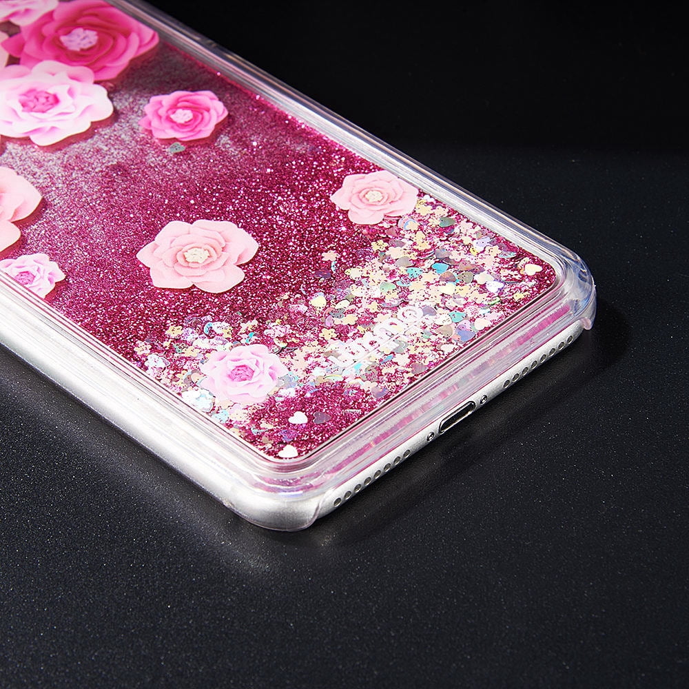 SUMACLIFE Sparkling Waterfall "Summer Rose" Protective Phone Case for Apple iPhone 7 or iPhone 8 (Exact Perfect Fit)