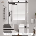 thumbnail image 6 of CASAINC Frameless Sliding Soft-Closing Shower Door, 48 x 76 in., Matte Black, Tempered Clear Glass, 6 of 9