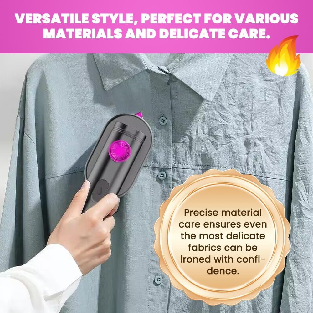 Portable Handheld Garment Steamer for Clothes, Fast Heat Up Travel Steamer with Continuous Steam, Compact Clothes Steamer for Home and Travel, Wrinkle Remover for Fabrics Curtains