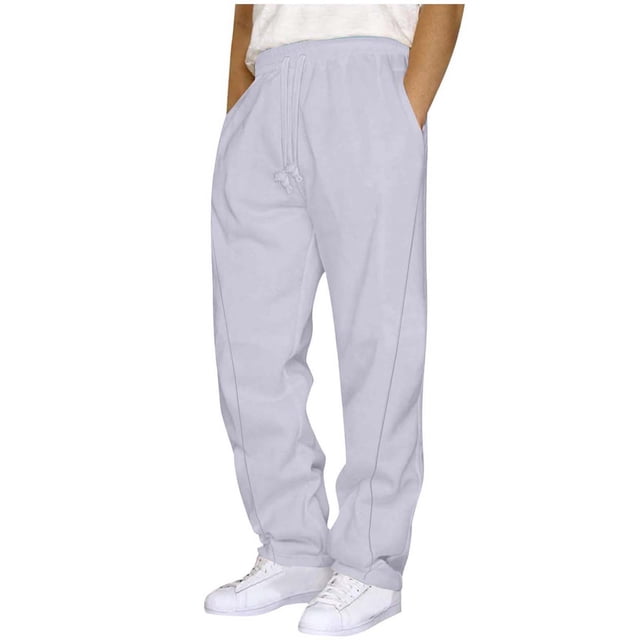 cfhntfmh Sweatpants for Men Loose Fit Open Bottom Athletic Pants with Pockets Lightweight Drawstring Sweatpants
