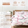 thumbnail image 6 of 3 Piece Pink Grey Duvet Cover Set California King,Microfiber Comforter/Quilt Cover with Corner Ties and 2 Pillowcases,Geometric Circle Modern Abstract Simple Art Soft Bedding with Zipper Closure, 6 of 8