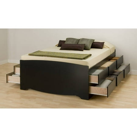 Black Tall Queen Captain’s Platform Storage Bed with 12 Drawers