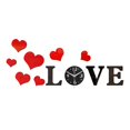 thumbnail image 1 of Reloj de pared con forma de corazón de amor, adhesivo decorativo para pared, arte creativo y silencioso para el hogar. Negro y rojo, 1 of 9