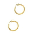 thumbnail image 2 of JewelStop 14K Yellow Gold Fancy Hoop Earrings - 3x25mm, (1/8 Inches x 1"), 1.7gr., 2 of 7