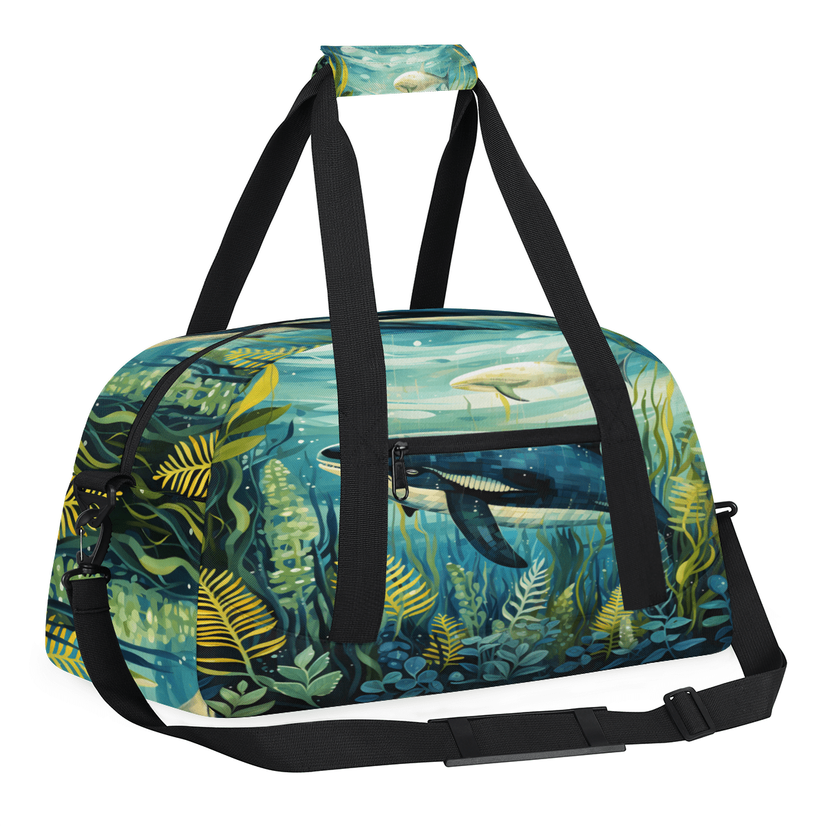Herdesigns Dolphin Sports Duffle Bag for Women & Men, Ocean Animal Gym Bag Dance Bag Overnight Bag Carry On Weekender Travel Bag