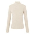 thumbnail image 4 of vigerkar Women's Long Sleeve Tops Mock Neck Ribbed Knit Slim Fit Pleated Basic T Shirts Lightweight Sweater Going Out Clothes (Beige, S), 4 of 6