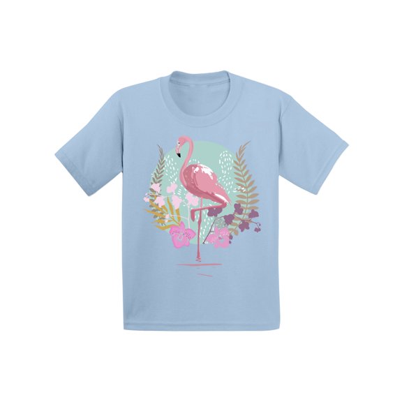 Awkward Styles Flamingo and Orchids Toddler Shirt Cute Summer Shirt for Kids Pink Flamingo T Shirt for Boys Pink Flamingo Shirts for Girls Flamingo T-Shirt for Children Summer Gifts for Little One