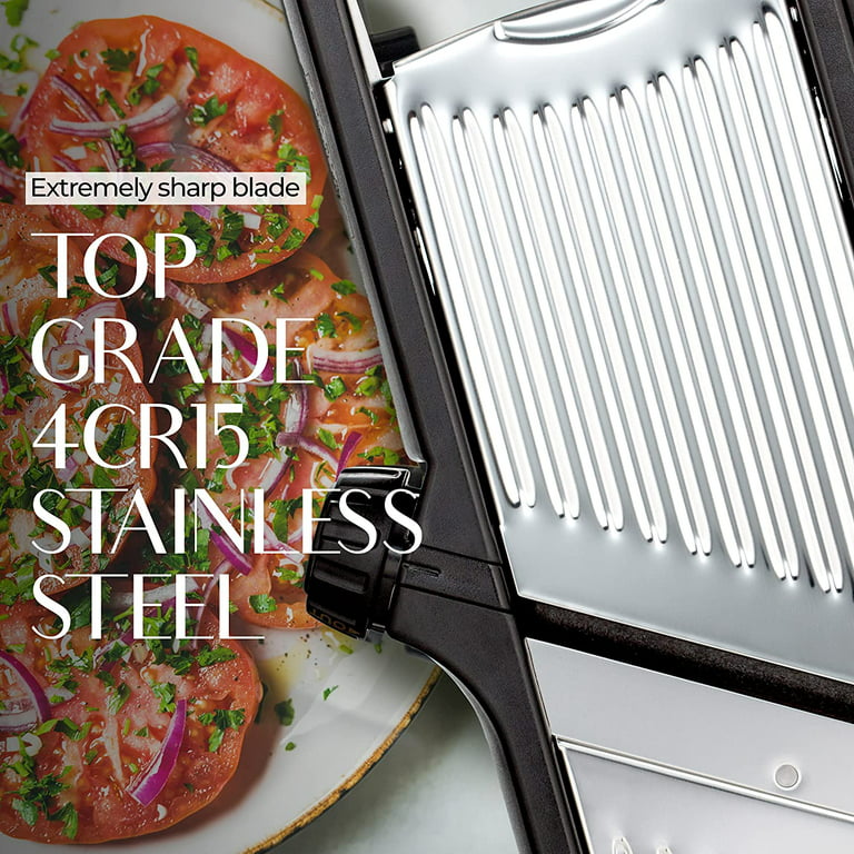 WENDERK Adjustable Stainless Steel Mandoline Food Slicer with Cut Resistant  Gloves [Upgraded] - Handheld Kitchen Mandolin Julienne Cutter to Slice