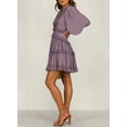 thumbnail image 2 of HOTAPEI Dresses for Women Summer Fashion Deep V Neck Long Sleeve Ruffle Backless Mini Short Dress, 2 of 5