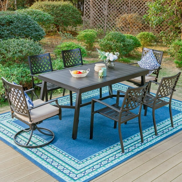 MF Studio 7Piece Outdoor Dining Set with Extendable Table&Swivel