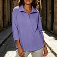 thumbnail image 5 of Warop Women's 3/4 Sleeve Sweatshirt Fall Winter Casual Lapel Collar Button Pullover Top for Daily Office, 5 of 9