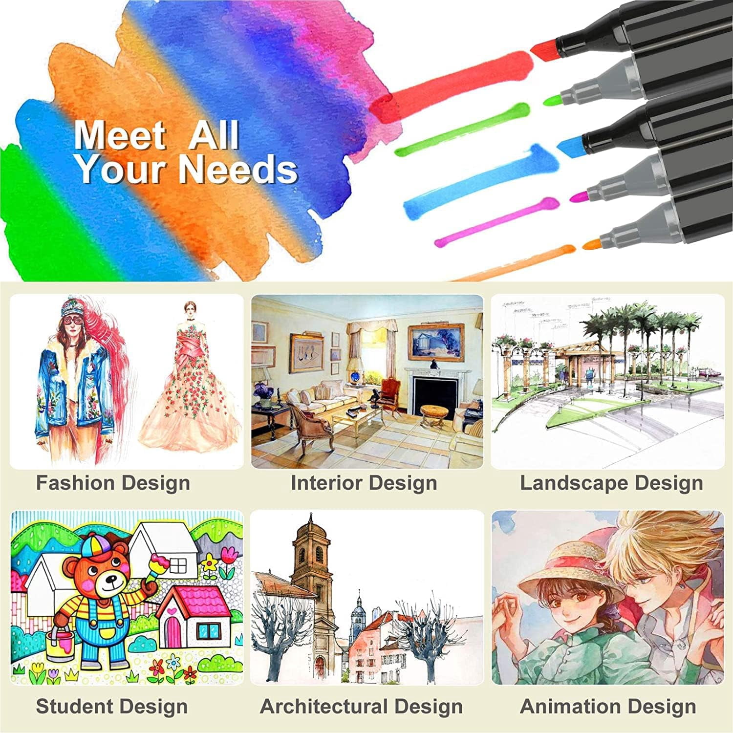 Touch Markers 168 Colors Alcohol Markers Artist Drawing Art Dual Tip Markers