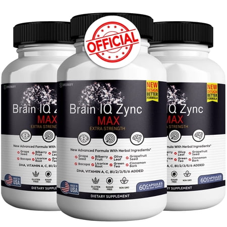 Brain IQ Zync Max – Brain Support Supplement with Natural Ingredients for Memory Focus Clarity & Cognition (3 Pack)