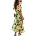 thumbnail image 3 of Valcatch Womens Casual Short Sleeve Boho Floral Printed V Neck Long Dress Side Slit Cocktail Party Maxi Wedding Dresses S-XXL, 3 of 7