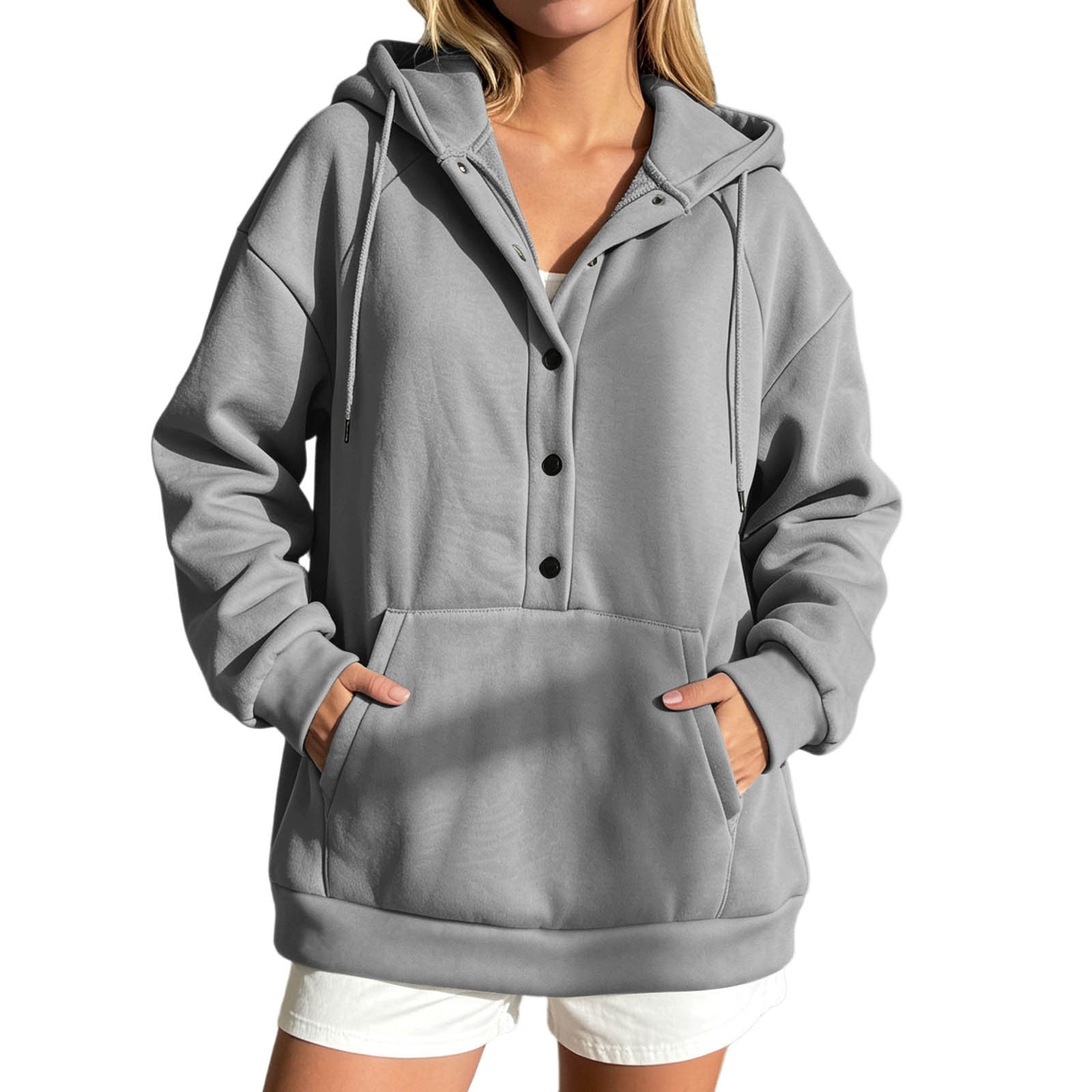 Women s Oversized Hoodies Henley Sweatshirt Cozy Comfort Soft Sweatshirt Fall Fashion Outfits (GY2 S)