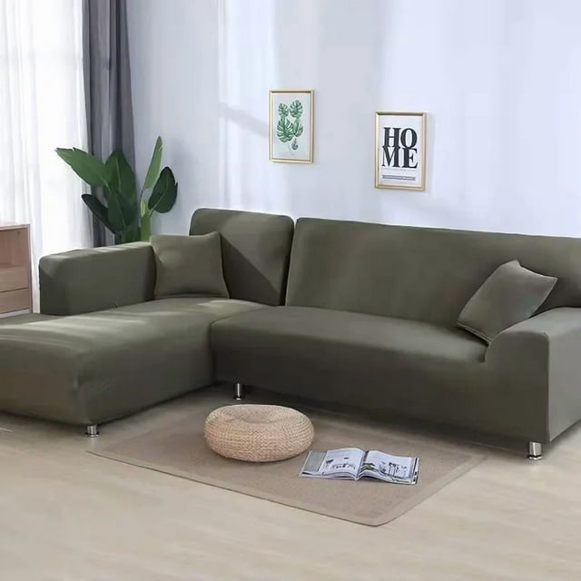 Elastic Solid Color Sofa Cover L Shaped Corner Couch Slipcover 1 2 3 4 Seater Chair Protector for Living Room