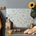 thumbnail image 5 of Smart Tiles Peel and Stick Backsplash, 5 Adhesive Tiles, Vintage Blue/Yellow/White, 9"x9", 5 of 7