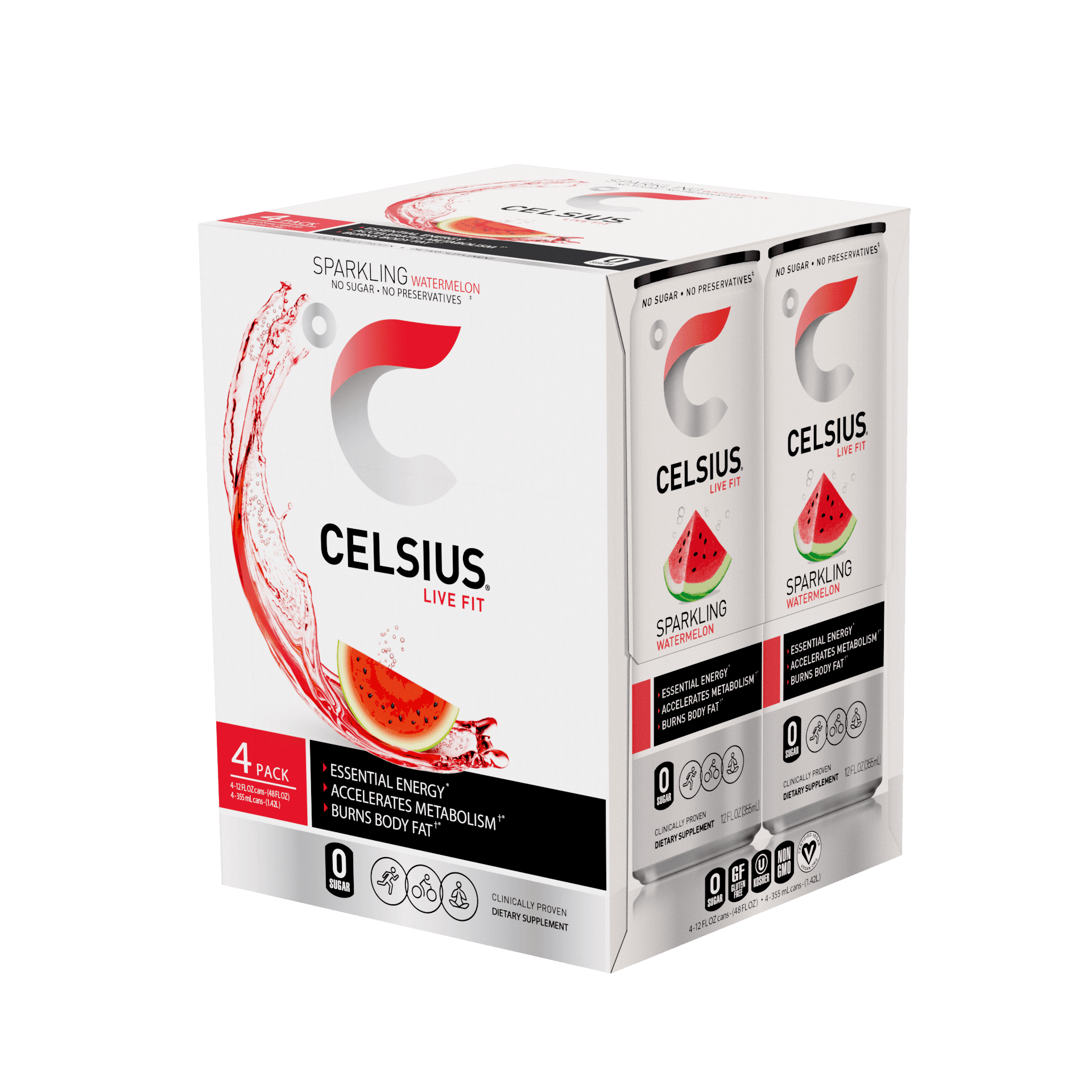 Celsius Sparkling Energy Drink No Sugar or Preservatives Watermelon