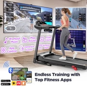Treadmill for Home, Portable Folding Electric Exercise Treadmill with Adjustable Incline, APP Control, 64 Programs, 320 lb Capacity, 7.5MPH, Bluetooth Speakers, Running Walking Jogging, 01/18 Update