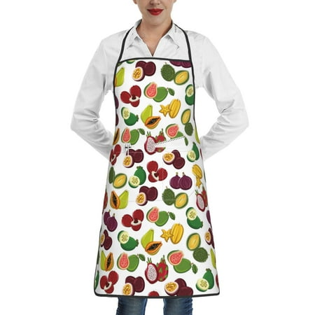

Pofeuu Colorful Fruits Print Aprons with Pockets Cute Aprons for Kitchen Cooking Server Barber Chef Apron