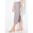 thumbnail image 3 of Catherines Women's Plus Size Petite Flat Front Linen Capri, 3 of 6