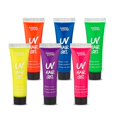 thumbnail image 1 of Juego de gel para el cabello de neón UV, 6 colores brillantes no tóxicos con luz negra que brilla para fiestas raves, clubes, disfraces de Halloween, color de lavado temporal no tóxico, por Splashes a, 1 of 5