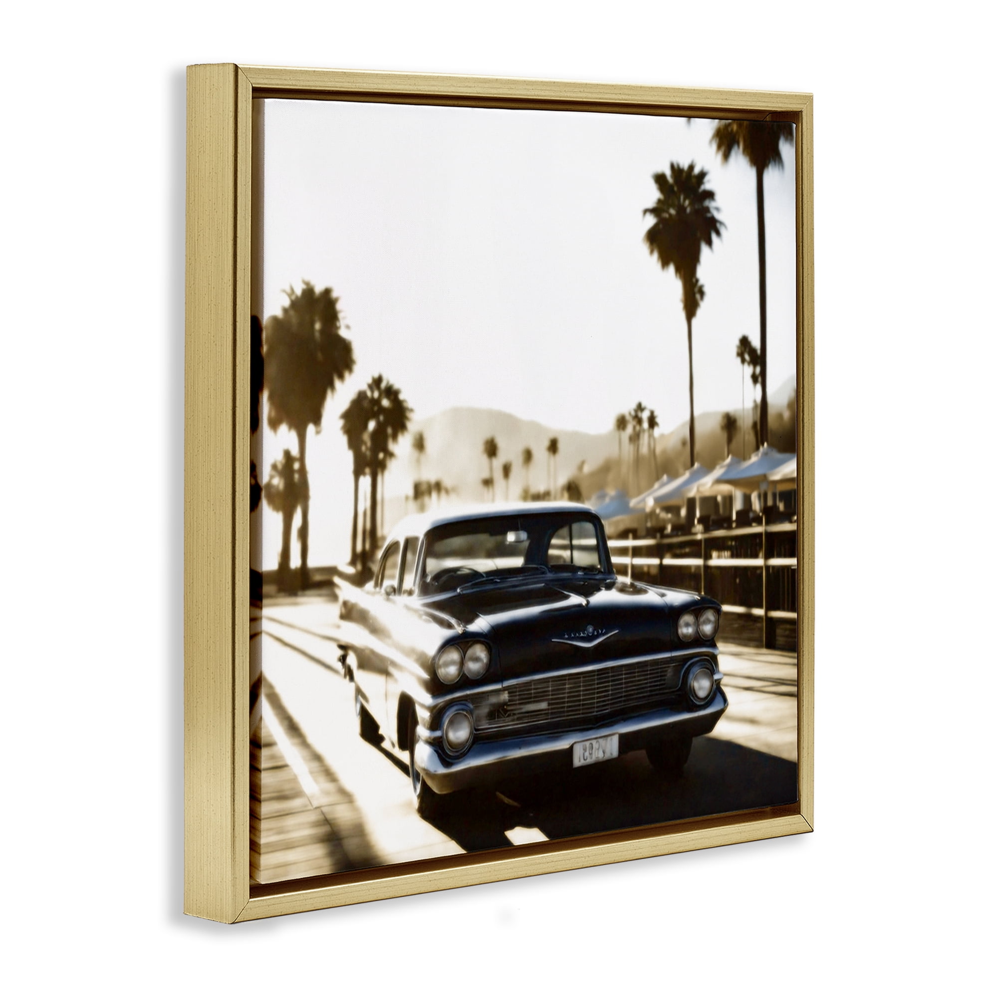 Stupell Industries Antique Car Cruising Transportation Painting Gold Floater Framed Canvas Art Print Wall Art, 25 x 25