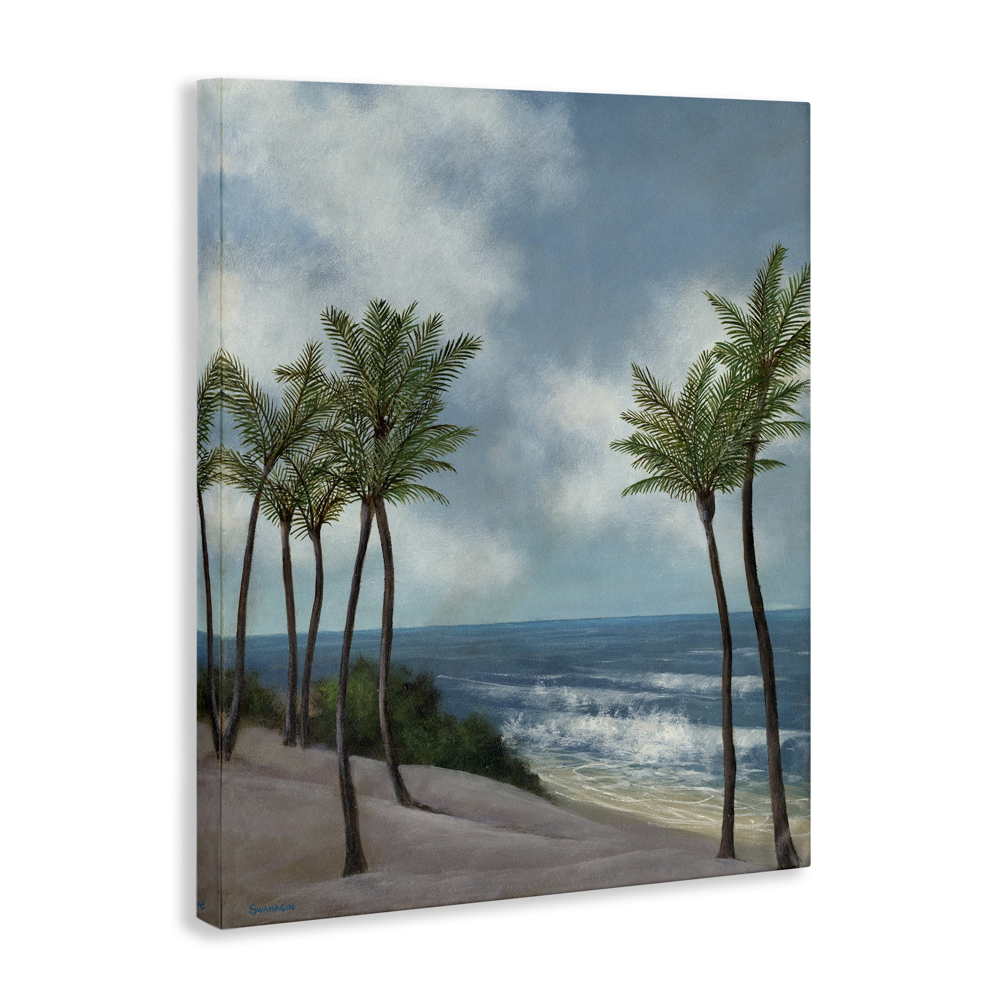 Stupell Industries Tropical Crashing Waves Landscape Painting Gallery Wrapped Canvas Art Print Wall Art, 36 x 48