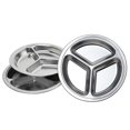 thumbnail image 1 of Aspire 3 Pack Assiette Ronde en Acier Inoxydable Assiettes Divisées Plateau de Service de Camping-3 Sections, 1 of 6